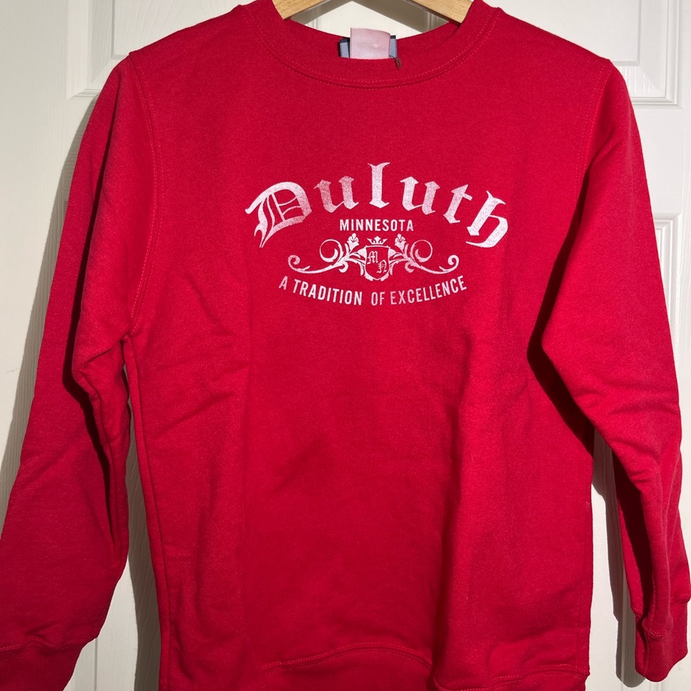 Red Duluth crewneck sweatshirt